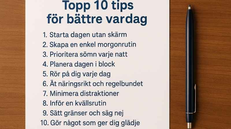 Lista med topp 10 tips för bättre vardagsliv och personlig utveckling